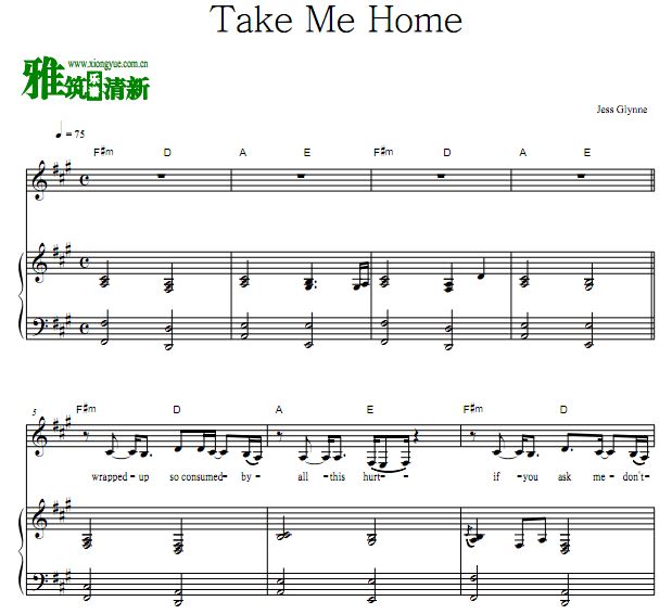 Jess Glynne - Take Me Home 弹唱钢琴谱 歌谱