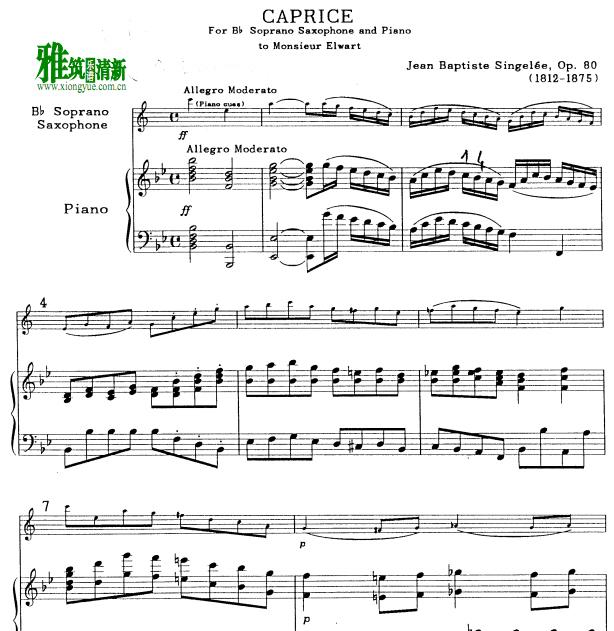 J.B Singelee caprice op.80 萨克斯钢琴伴奏谱