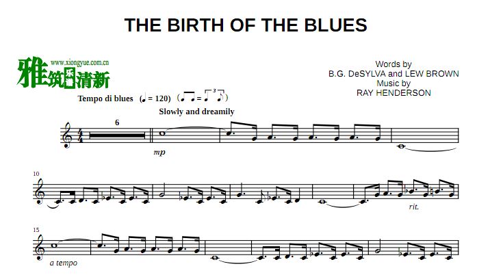 The Birth of the Blues 次中音萨克斯谱