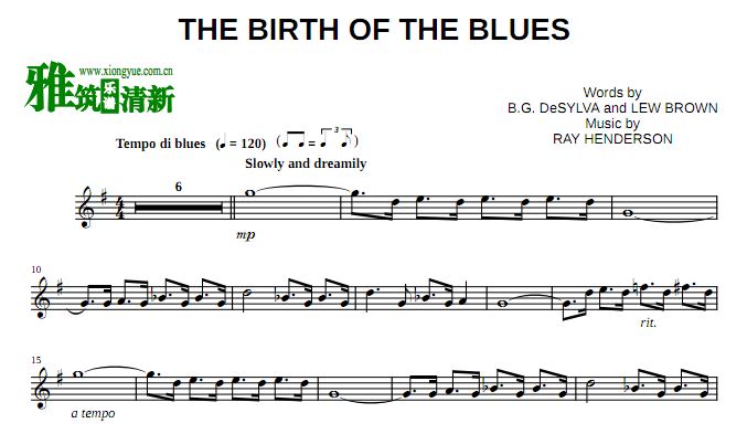 The Birth of the Blues 降E萨克斯谱