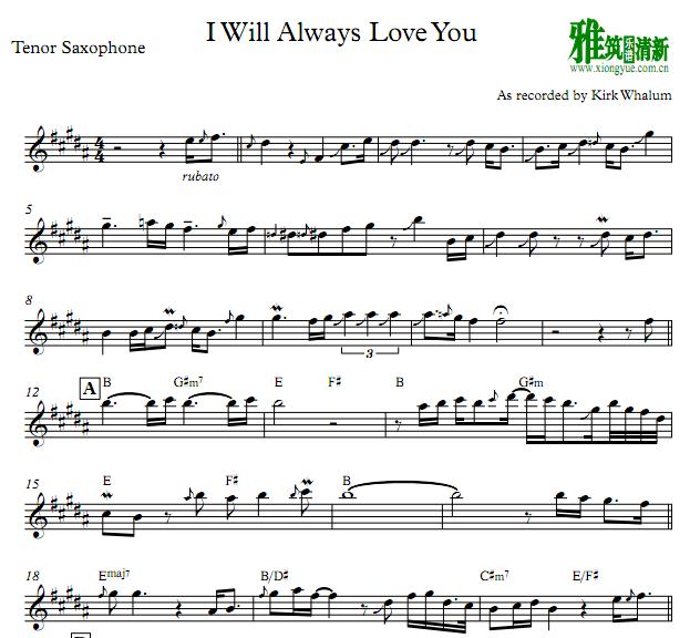Kirk Whalum - I Will Always Love You˹