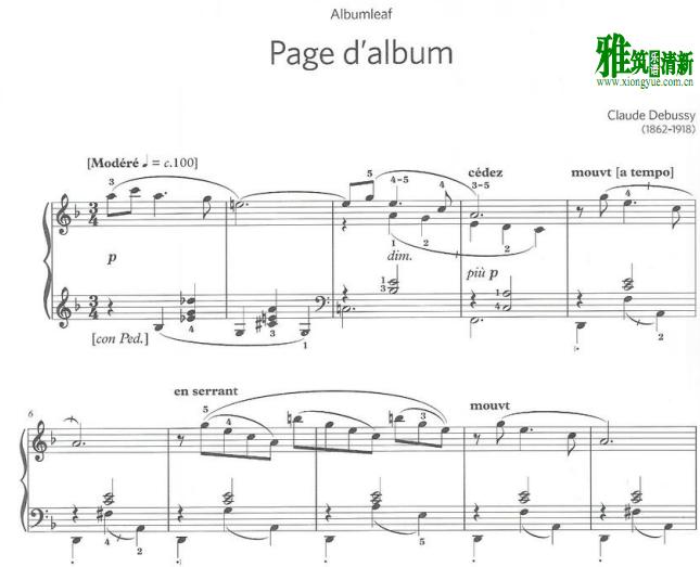 Debussy - Page d'album