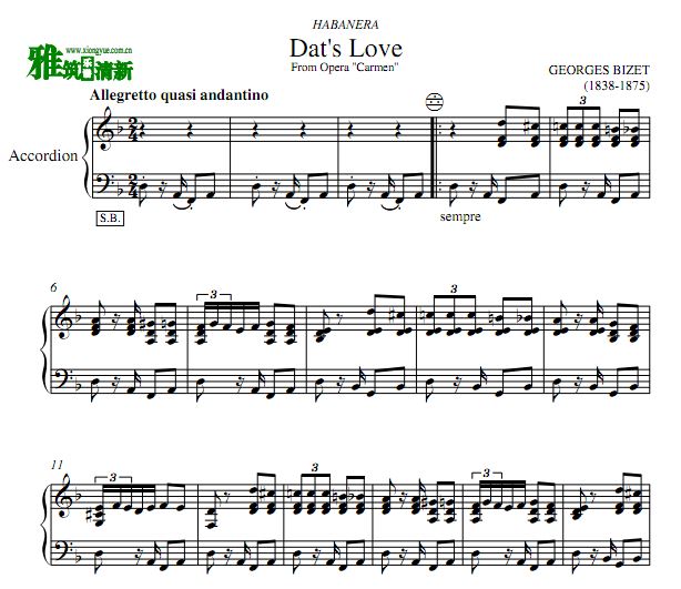 Dat's love (Habanera) 手风琴谱