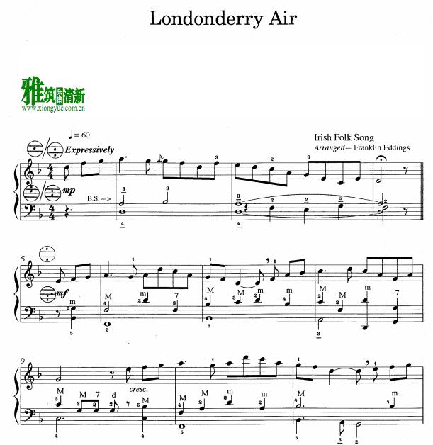 伦敦德里小调 Londonderry Air手风琴谱