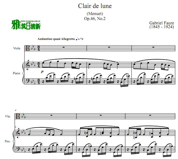  Clair de lune Op.46, No.2 ¹ ٰ