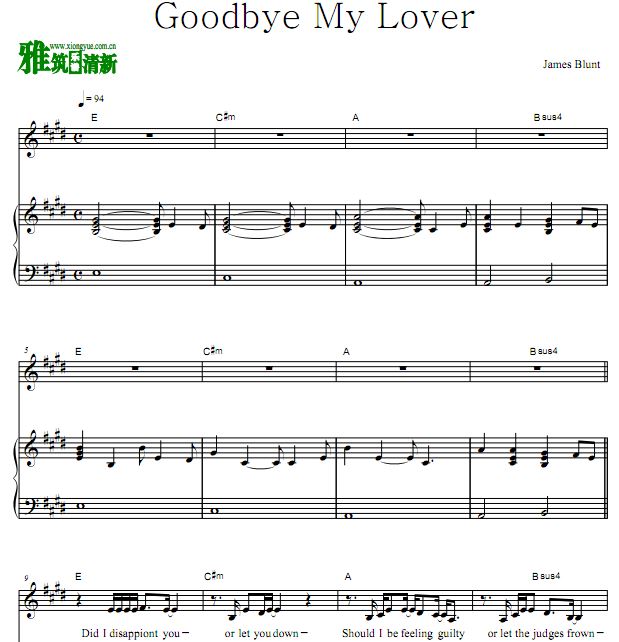 James Blunt - Goodbye My Lover  