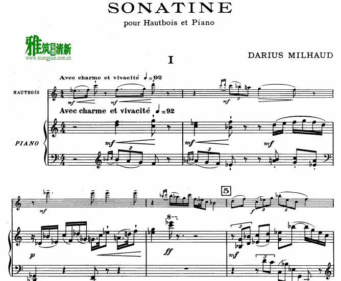 Լ Milhaud - Sonatine for Oboe and Piano ˫ɹٰܸ