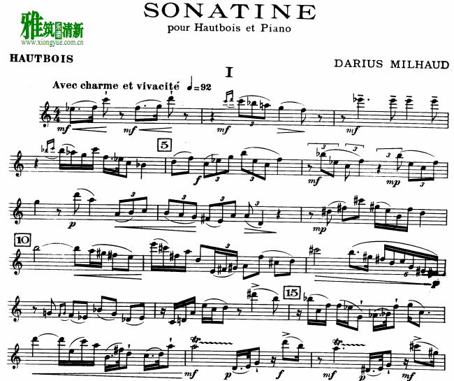 Milhaud Լ- Sonatine for Oboe and Piano ˫ɹ