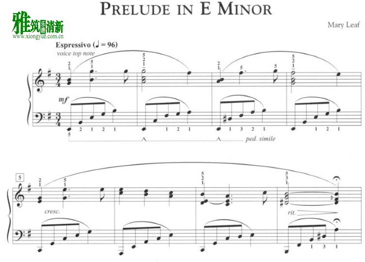 Mary Leaf - Prelude in E minor