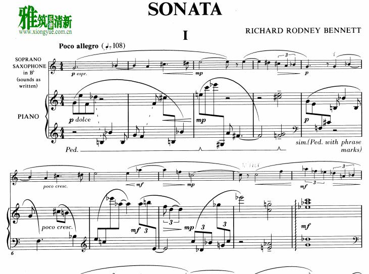 Richard Rodney Bennett 理查·罗德尼·班奈特 奏鸣曲萨克斯钢琴谱