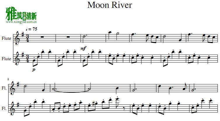 月亮河 moon river 长笛二重奏谱