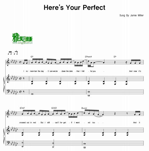 Jamie Miller - Here's Your Perfect 钢琴伴奏谱