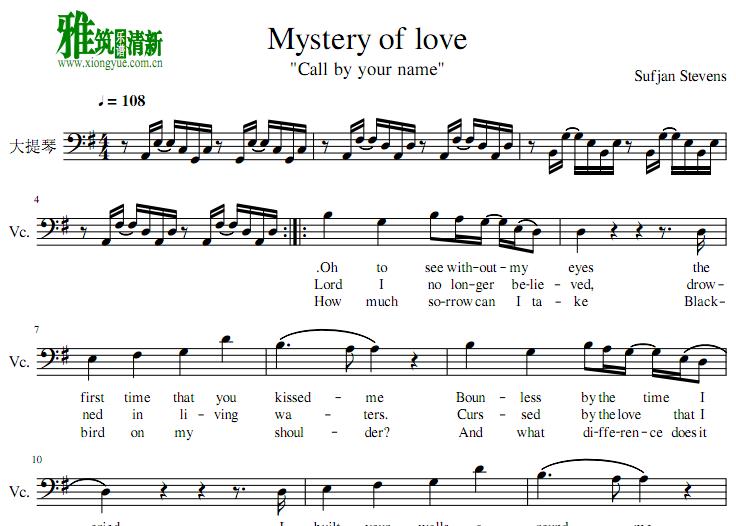 mystery of love大提琴谱