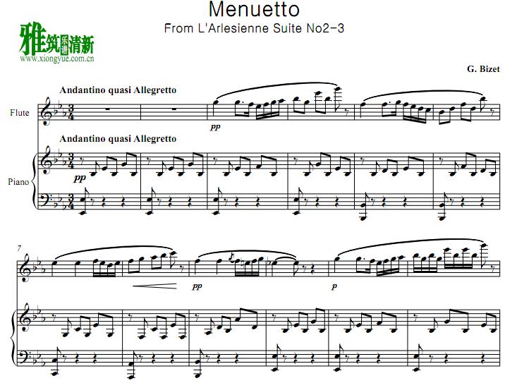 ȲŰǹ С  L'Arlesienne Suite No2-3 menuetto Ѹٰ