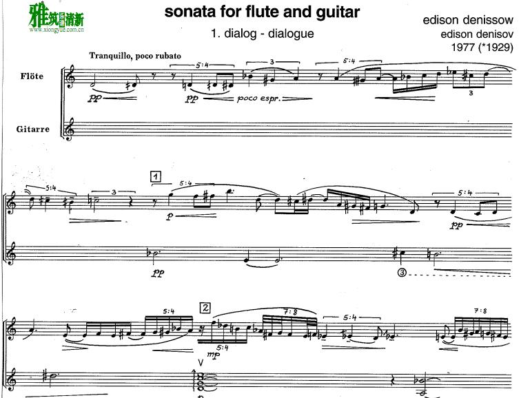 Edison Denisov - Sonata长笛吉他二重奏谱