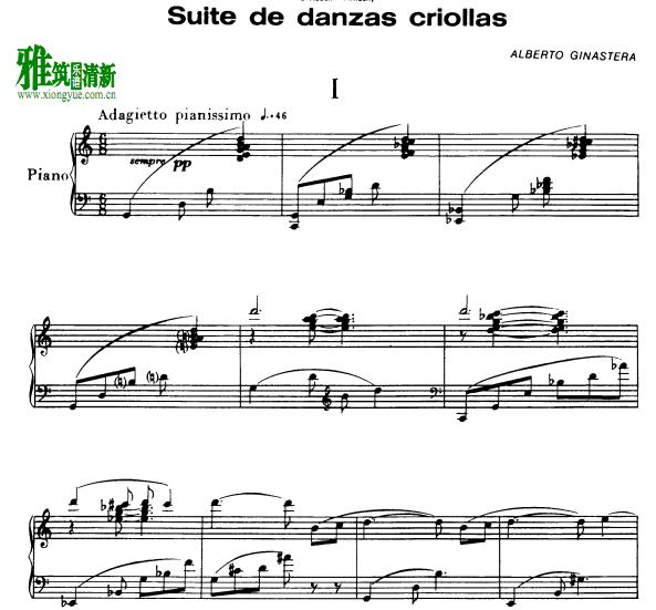 Alberto Ginastera - Suite de Danzas Criollas钢琴谱