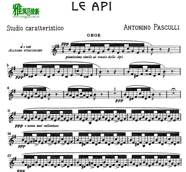 帕斯库里 Pasculli - Le Api 双簧管谱