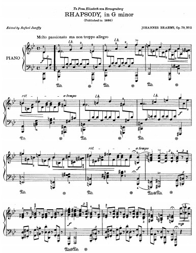勃拉姆斯狂想曲Op.79 No.2钢琴谱