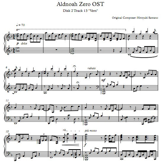 Aldnoah.Zero Vers piano sheet